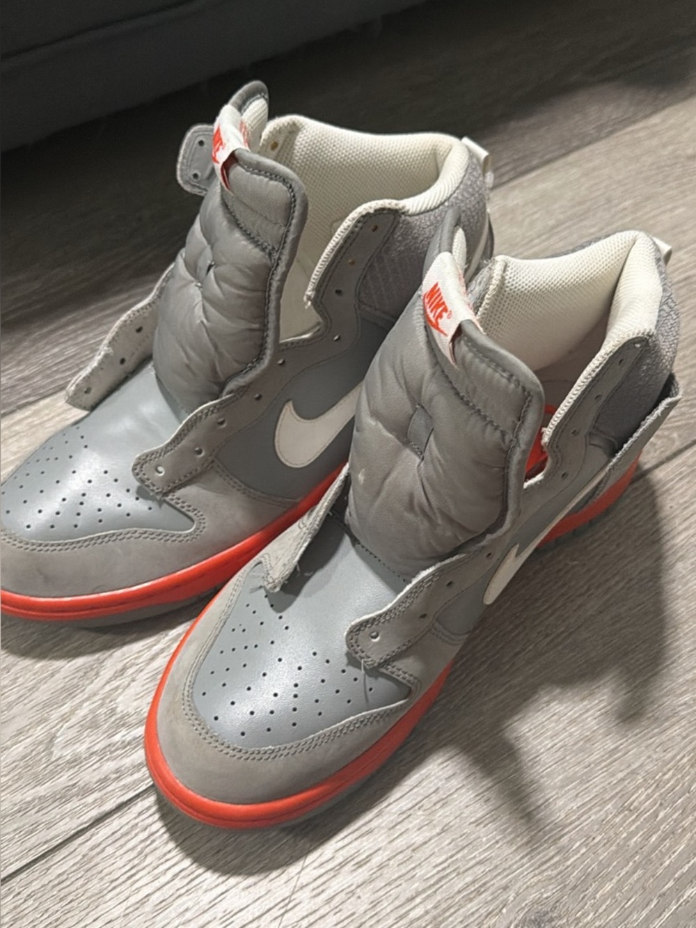 Nike Men’s High-Top Sneakers in Gray with Orange Soles